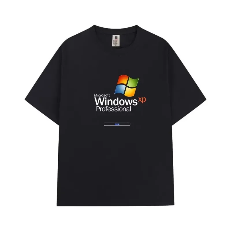 تي شيرت Windows XP Professional مطبوع تي شيرت كاجوال فضفاض مريح للتنفس من القطن تي شيرت هيبي ستايل نسائي