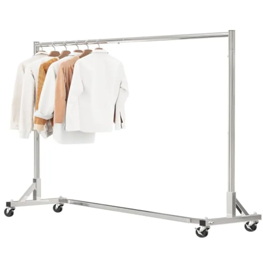 Industrial Grade Z Base 70in Extra Long Clothes Garment Rack for Commercial Use Heavy Duty Rolling Clothing Rack with 450lb Loa