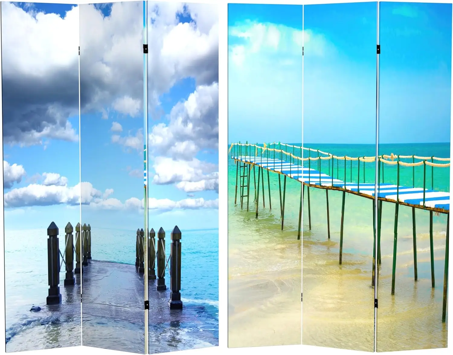 

6 ft. Tall Double Sided Beachside Serenity Room Divider, Ocean