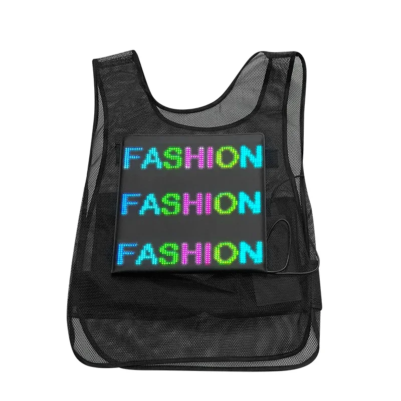 Светодиодная панель с динамическим светодиодным дисплеем, беспроводное управление через приложение, умный рекламный жилет с экраном, светодиодный жилет с полноцветным цветом