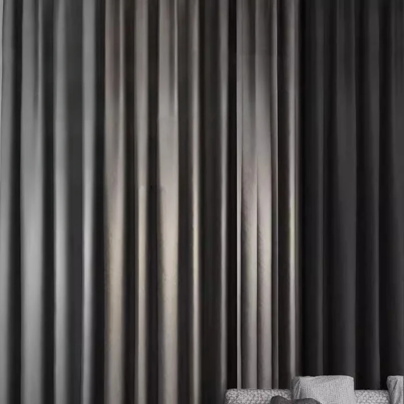 

Luxury Velvet Curtains for Living Room Grey Color Modern and Simple Cashmere Fabric American Style Bedroom Shading New 2022