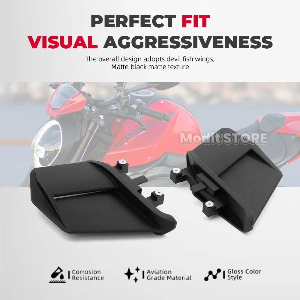 For Ducati Monster 950 MONSTER 937 2021-2025 Motorcycles Side Winglet Signal light  Front Spoiler Wing Fairing Fixed Side Wing