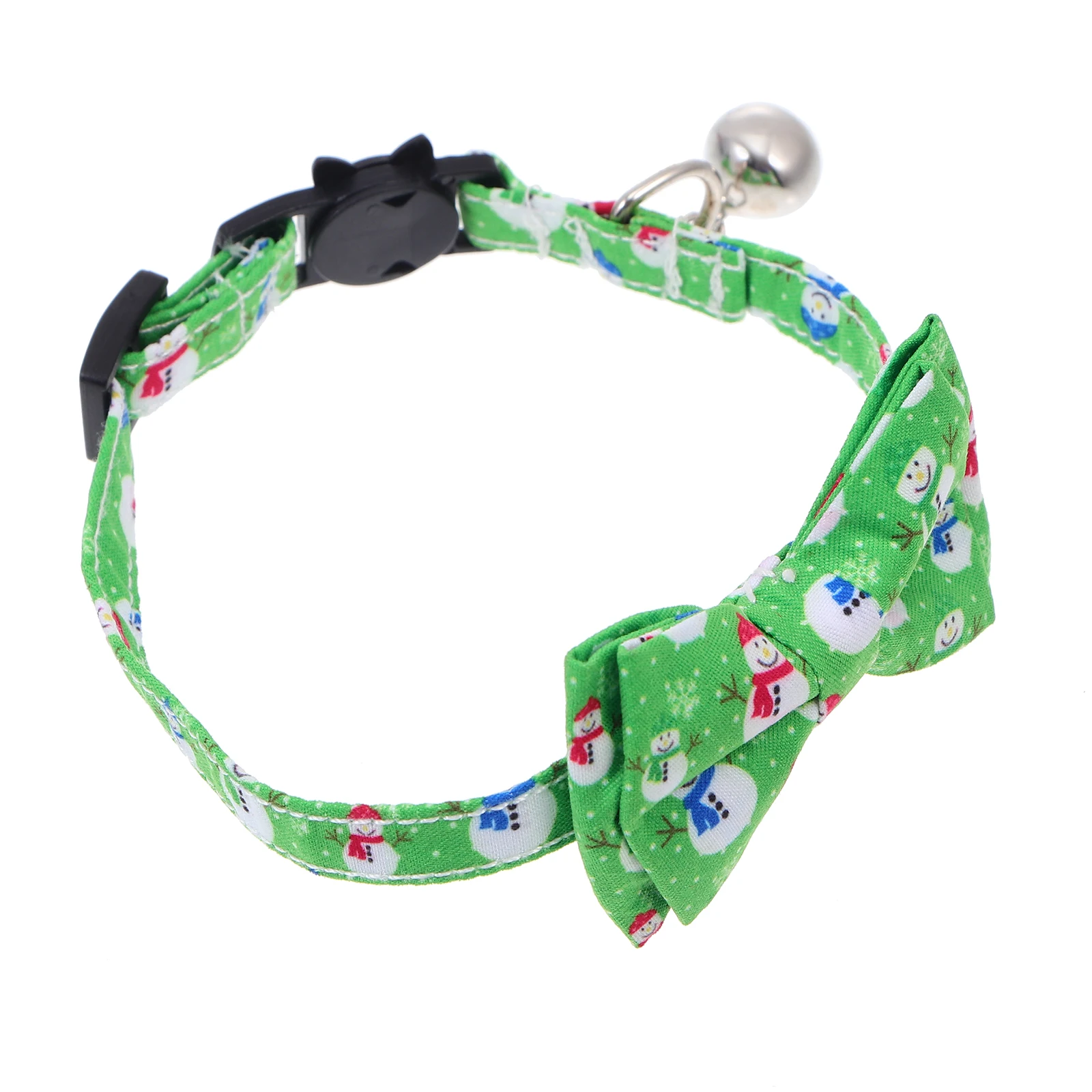 

Pet Bowtie Collar Stylish Christmas Snowman Pattern Bell Decoration Safe Stainless Steel Cat Neck Chain Pet Necklace