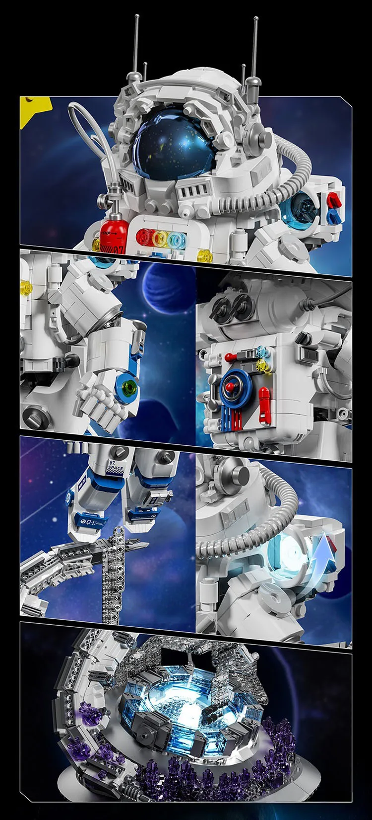 Idea Mega Figures Bausteine Sternenjagd Astronauten Modell Weltraumforschung Konstruktions-Baustein Lernspielzeug mit Licht – Detail 2