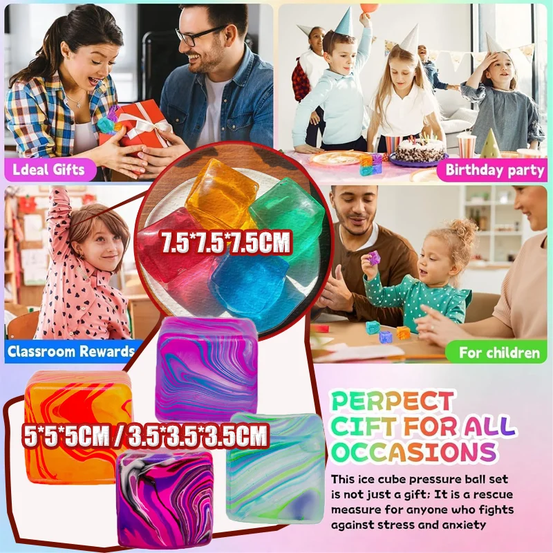  Nice Cube Stress Balls, Squeeze Stress Relief Model Home Room Ornament, Hand Exercise Stress Balls for Autism Anxiety Relief