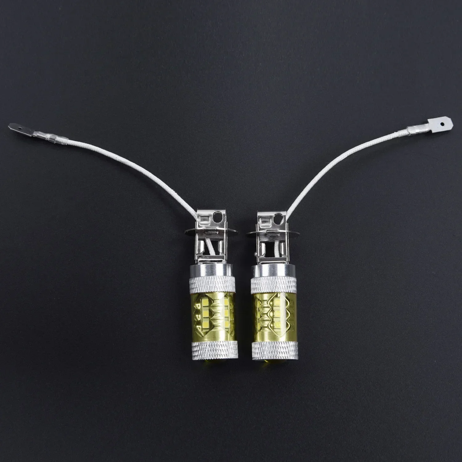 2pcs 12-24V H3 80W 16SMD LED Car Fog Light Bulb Turn Signal Lamp Bulbs Universal Yellow High Power Truck Car Accessories