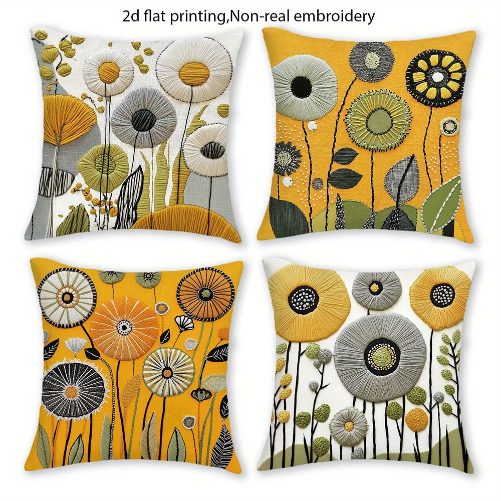 1pc Boho Floral Throw Pillow Covers, Decorative Square Cushion Cases for Home Sofa Bedroom Living Room Decor