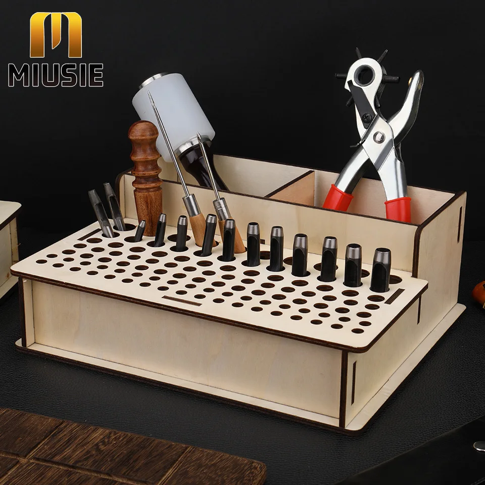 MIUSIE เครื่องมือหนังไม้ผู้ถือเจาะเครื่องมือจัดเก็บข้อมูล Rack มัลติฟังก์ชั่ Leathercraft ผู้ถือเครื่องมือ