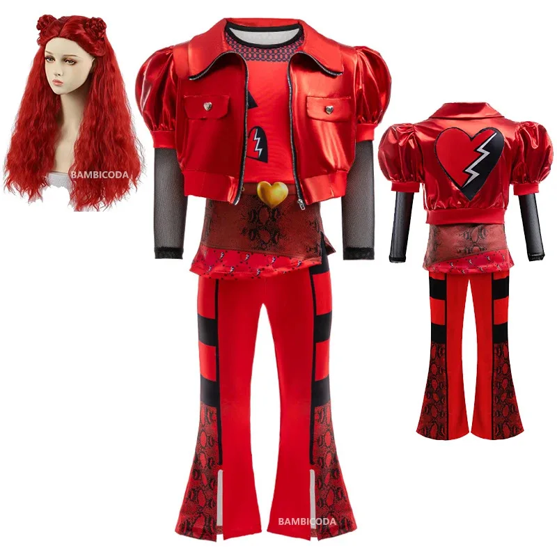 

Нащадки-4 красные костюмы для девочек, карнавальные костюмы, детская вечеринка, красное платье для косплея, костюмы для девочек на Хэллоуин