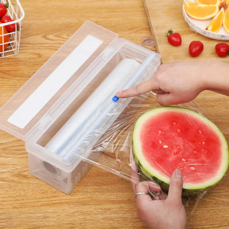 Cling Film Drawer For Food Plastic Wrap Kitchen Storage Box Non-toxic Kitchen Accessories Cling Film Wrap Dispenser