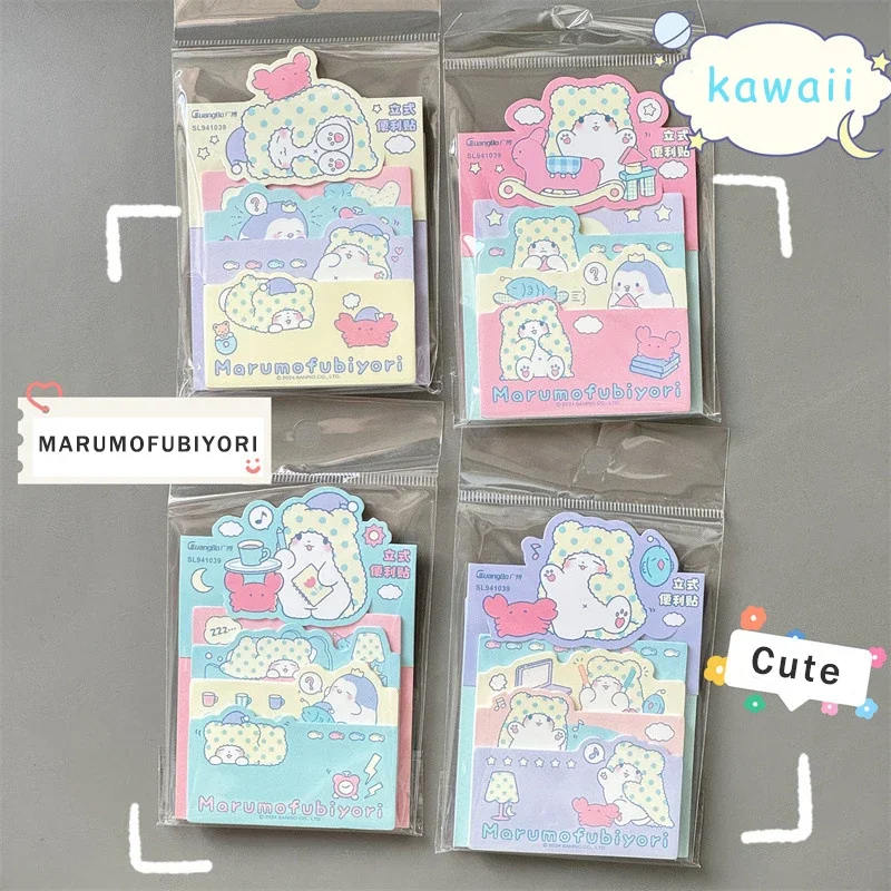 Anime Kawaii Sanrio Marumofubiyori Sticky Note Notepad Stickers Portable Ins Cute Kids Toys Friend Gift Birthday Gift For Girls