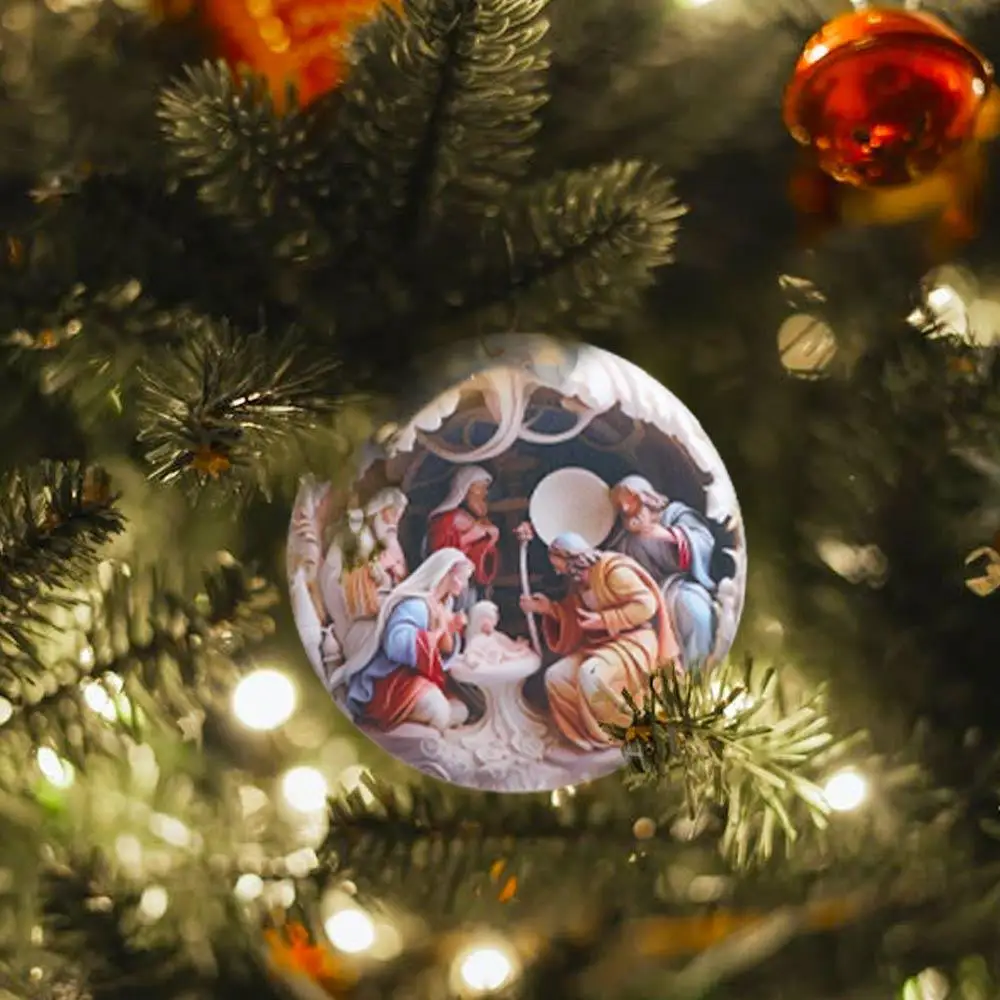 3d Effect Jesus Hanging Ornament Christmas Nativity Reusable Acrylic Flat Ornaments Acrylic Hanging Xmas Tree Pendants Christmas