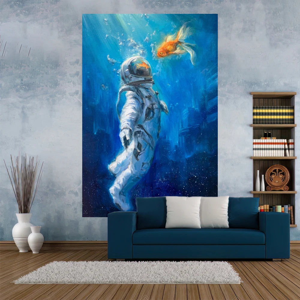 

XxDeco Psychedelic Tapestry Cartoon Astronaut Printed Bedroom Decoration Wall Hanging Dorm Backdrop Birthday Gift Beach Mat