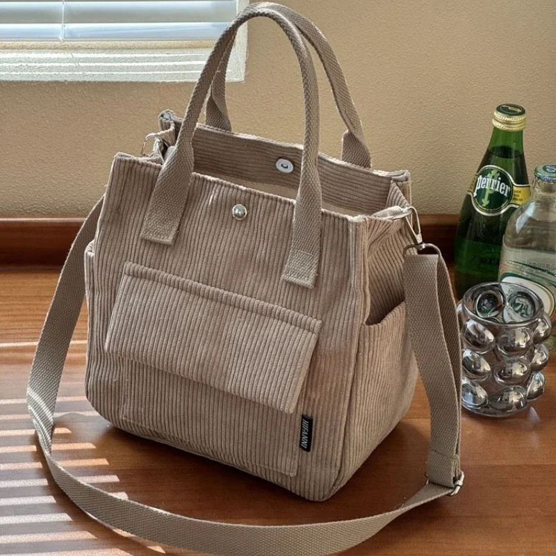 Neue Lässige Cord-Tragetasche für Damen, Große Schulter-Umhängetasche, Leichte Henkeltasche für den Täglichen Gebrauch und Pendeln – Detail 6