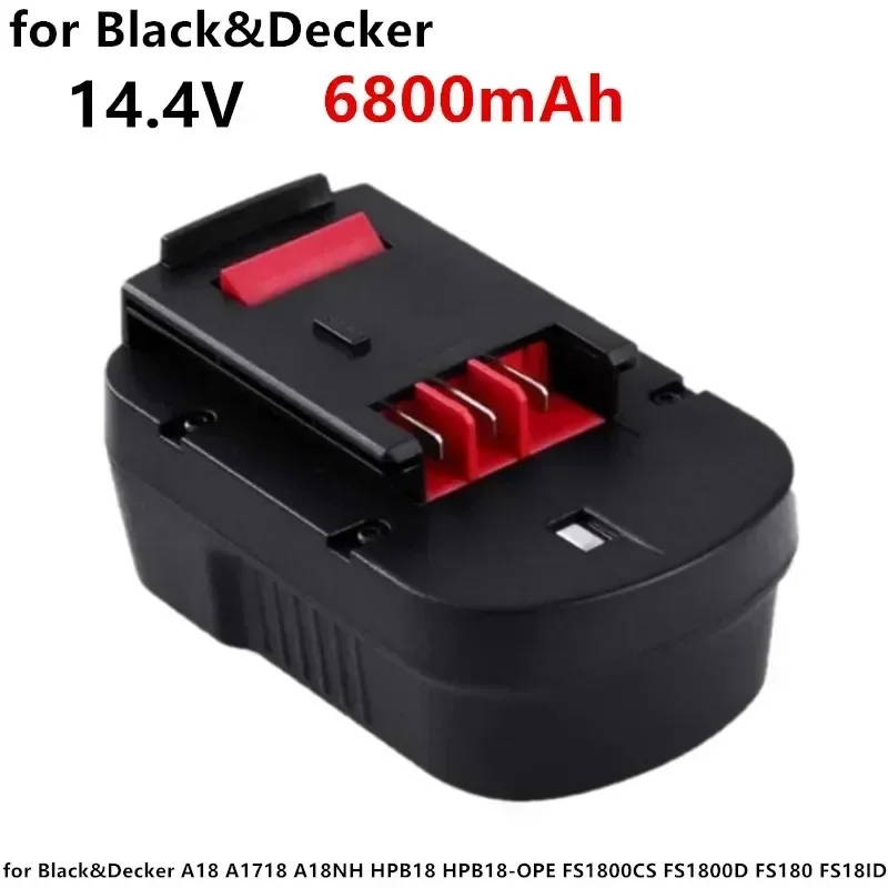 6800mAh 14,4 V NI-MH Akku Für Black & Decker A18 A1718 A18NH HPB18 HPB18-OPE FS1800CS FS1800D FS180 FS18ID