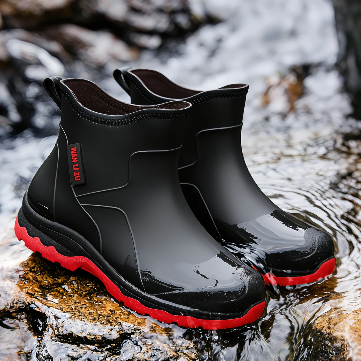 Men's Waterproof Shoes, Short-Tube Non-Slip Rain Boots, Fishing Outdoor Wading Wear-Resistant Water Boots, Rain Boots