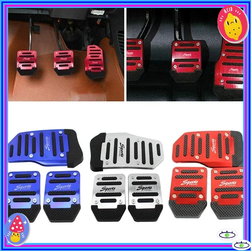 

GOOD Car Pedal Cover Set Automatic Transmission & Gas Foot Covers in Red Silvery, Blue - Stylish Auto Interior Accessories