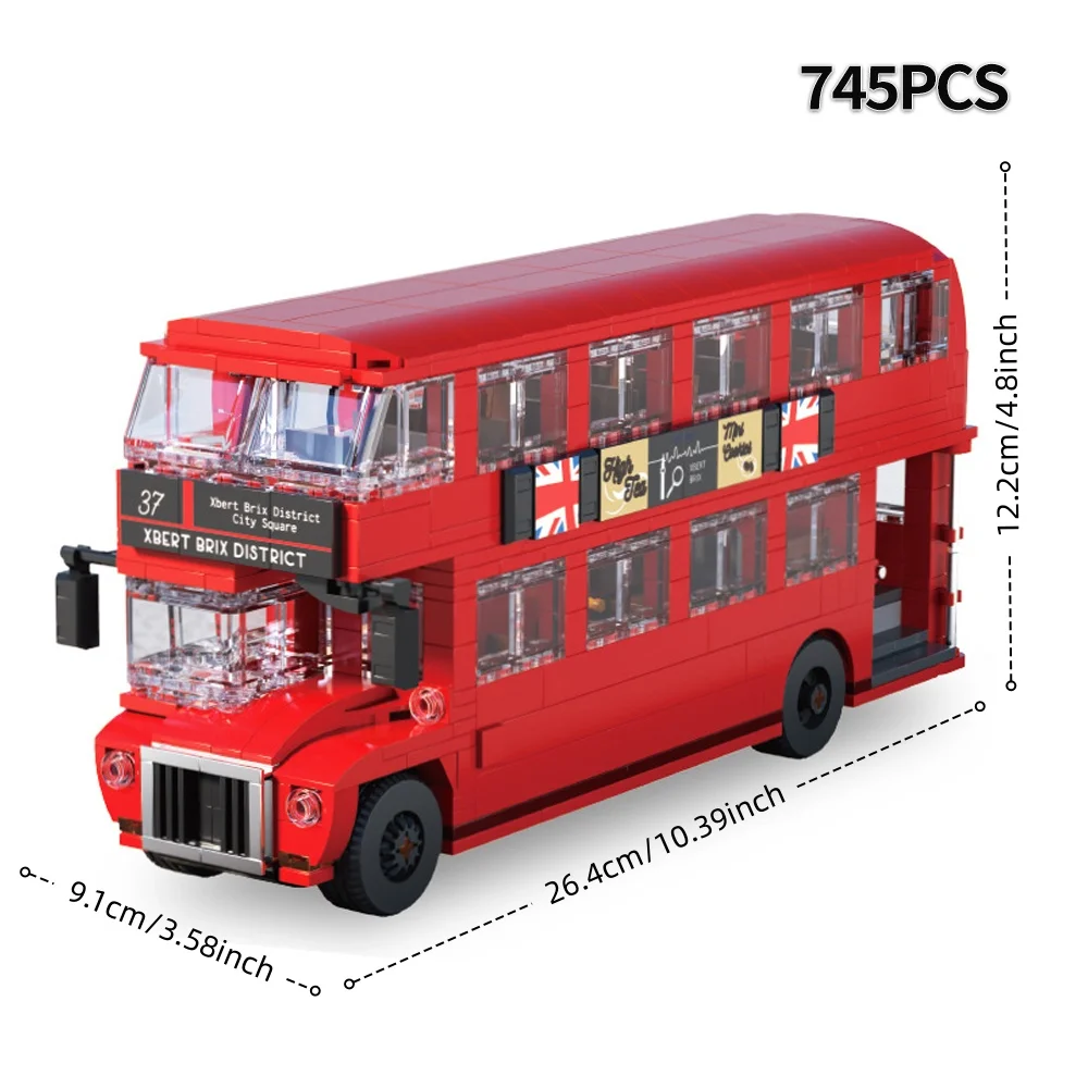 WIST GEBOUWD Dubbeldekker Bus Ambulance Brandweerwagen Politieauto Bouwsteenspeelgoed-Voertuigmodellen, Favoriete cadeau voor jongens, Puzzelspeelgoed