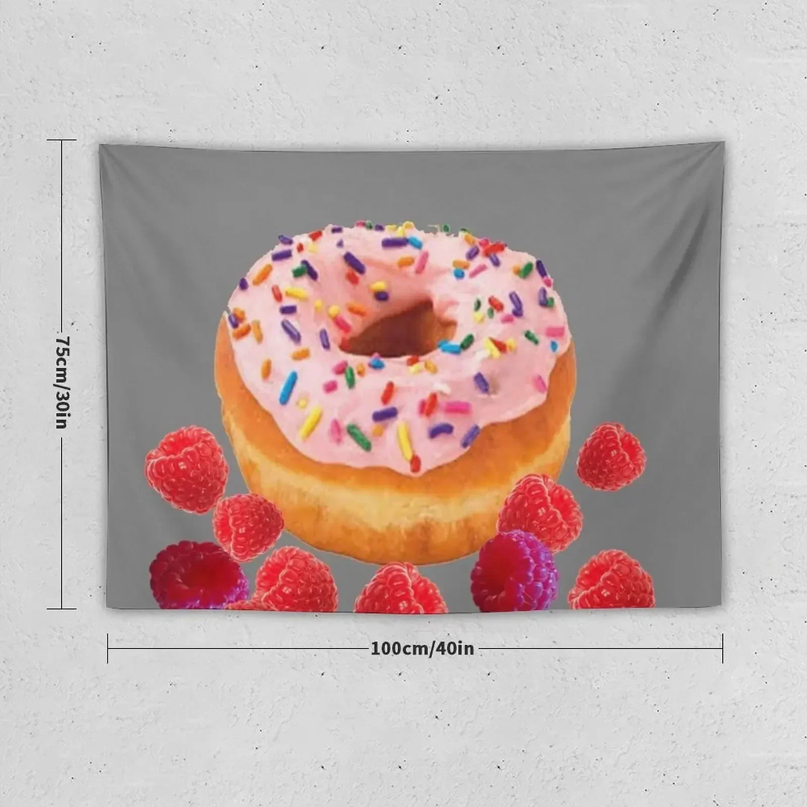 PINK DONUT PASTRY & RED RASPBERRIES Tapestry Home Decorations House Decorations Tapestry