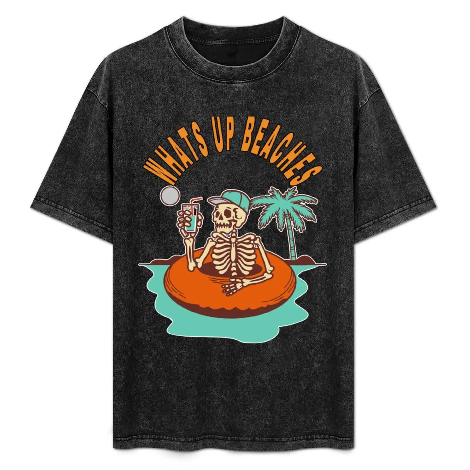 

Whats up beaches- funnysummer quotes T-Shirt Basic Solid Color Casual Tee Shirt