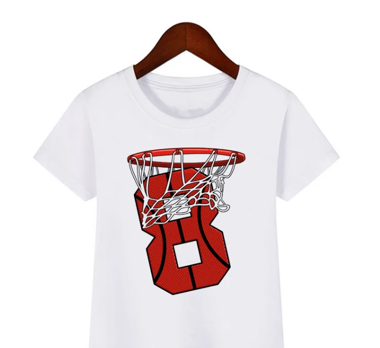 Childrens T-shirt Hot Sale Funny Basketball Birthday Number Sweatshirt Birthday Gift Clothing For Kids Summer Boys T-shirts Tops