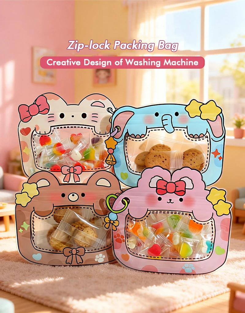 20/50 Stück Kunststoff-Druckverschlussbeutel mit großem Mund, Cartoon-Design für Snacks, Süßigkeiten, Kinder, Partygeschenke, kreatives Geschenk, Versiegelungsbeutel – Detail 1