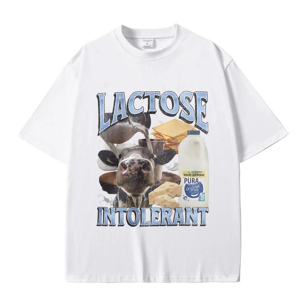 Lactose Intolerant Graphic T-shirt Male Fashion High Quality Cotton T Shirts Men Women's Casual Oversized Short Sleeve Tshirt