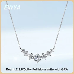 EWYA Luxury 1.7/2.8/5cttw Moissanite Pendant Necklace for Women 925 Sterling Silver Necklaces Wedding Anniversary Fine Jewelry