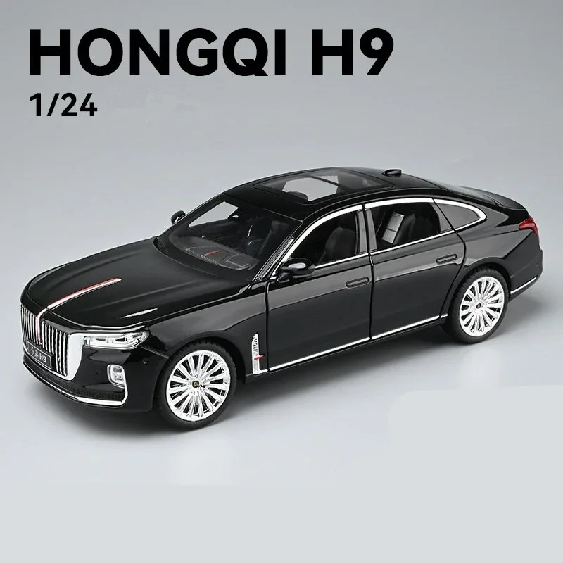 1/24 HONG QI H9 Alloy Luxy Car Model Diecasts Metal Toy Vehicles Car Model Simulation Sound and Light Collection Childrens Gifts