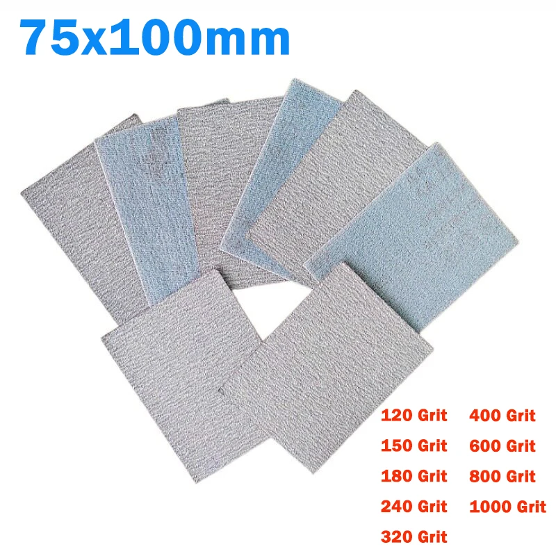 75*100mm Abrasive Paper Sanding Sheets 120/150~1000 Grit Hook&Loop Flocking Dry Square Sandpaper Self-adhesive Sanding Paper