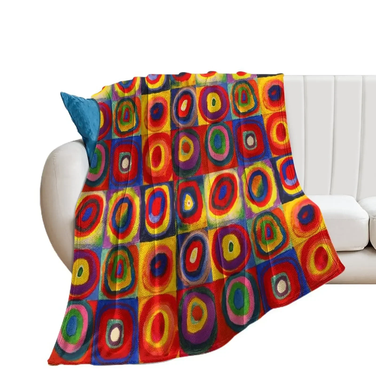 

Kandinsky Color Study Squares With Concentric Circles Throw Blanket Bed Fashionable Tourist Blankets