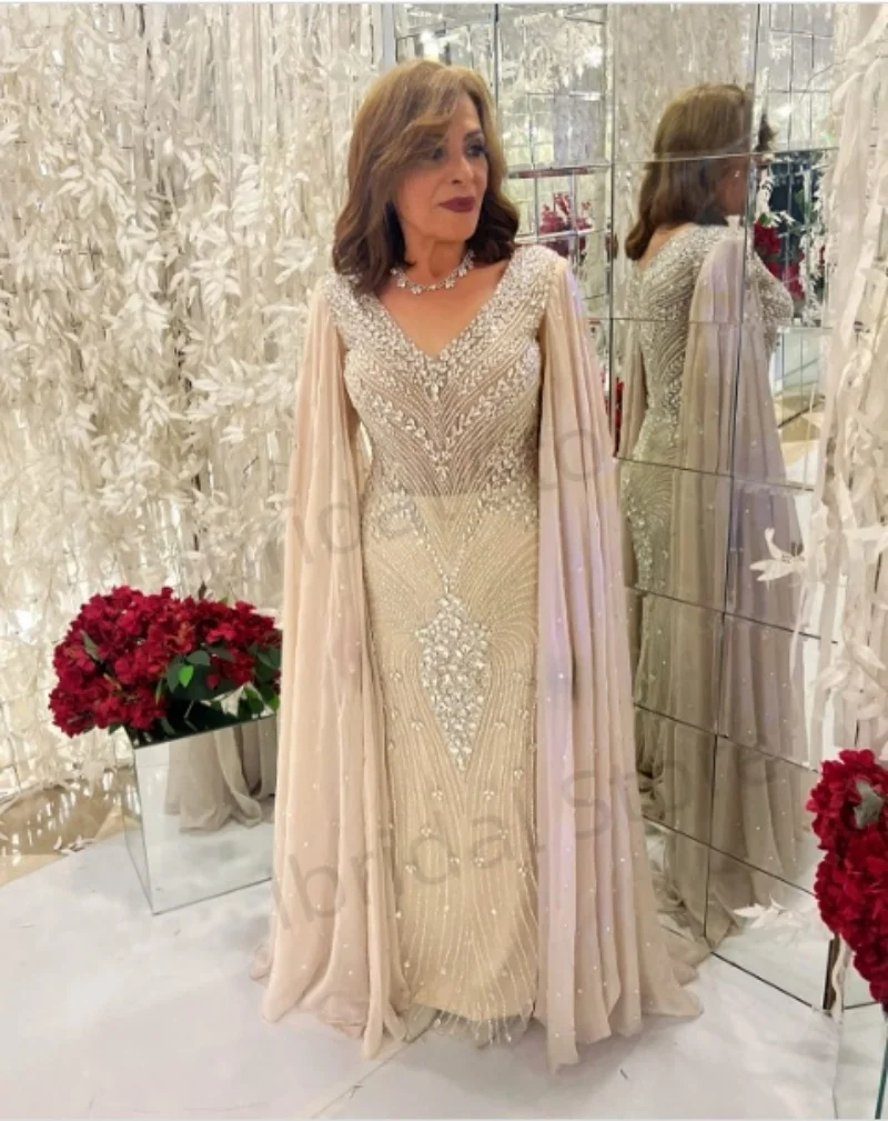 カスタマイズされたスイートカラーのノースリーブマーメイドドレス、シフォンショール付き、豪華なローブ・ド・ソワレ、パーティー用ドレス