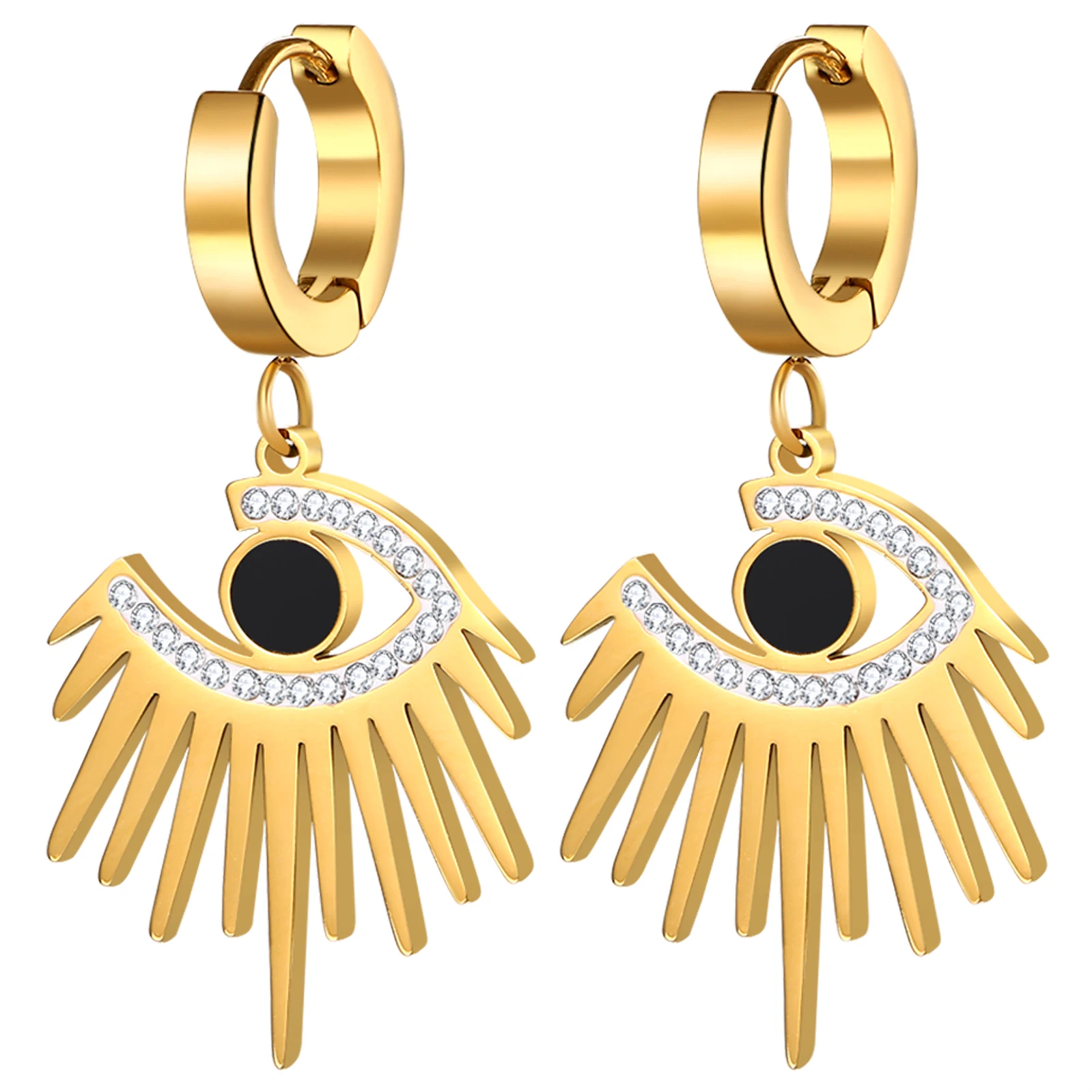 BONISKISS Lady Evil Eye Decorative Earrings Gold Superior sense Zircon Four style earrings Fashion jewelry gift for women