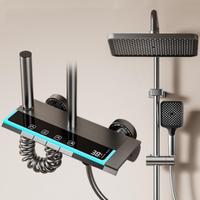 Bathroom Shower Faucet Set Digital Temperature Display Shower System Hot Cold 4 Ways Water Outlet Showers Mixer Pressure Taps