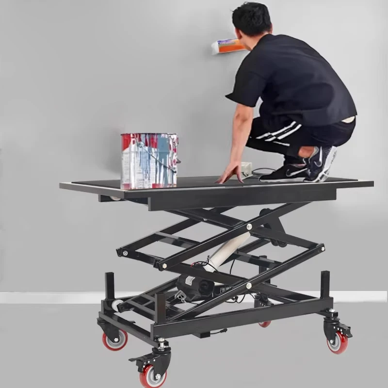 Electric Lifting Stool  Mobile Trolley Lift Platform 180kg Load-bearing Scissor Lift Interior Decoration Tiling Trolley