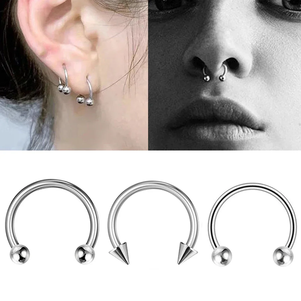 

1/5Pcs 3mm Ball&Cone Stainless Steel C Shape Nasal Septum Piercing Nose Ring Ear Cartilage Earrings For Women Men Body Jewelry