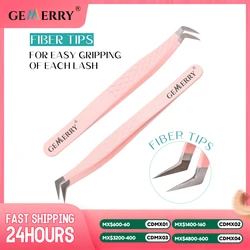 1 Pcs Eyelash Tweezers Extension Pink Stainless Steel Superhard Tweezers With Fiber Tips High Precision Anti-Static Tweezers