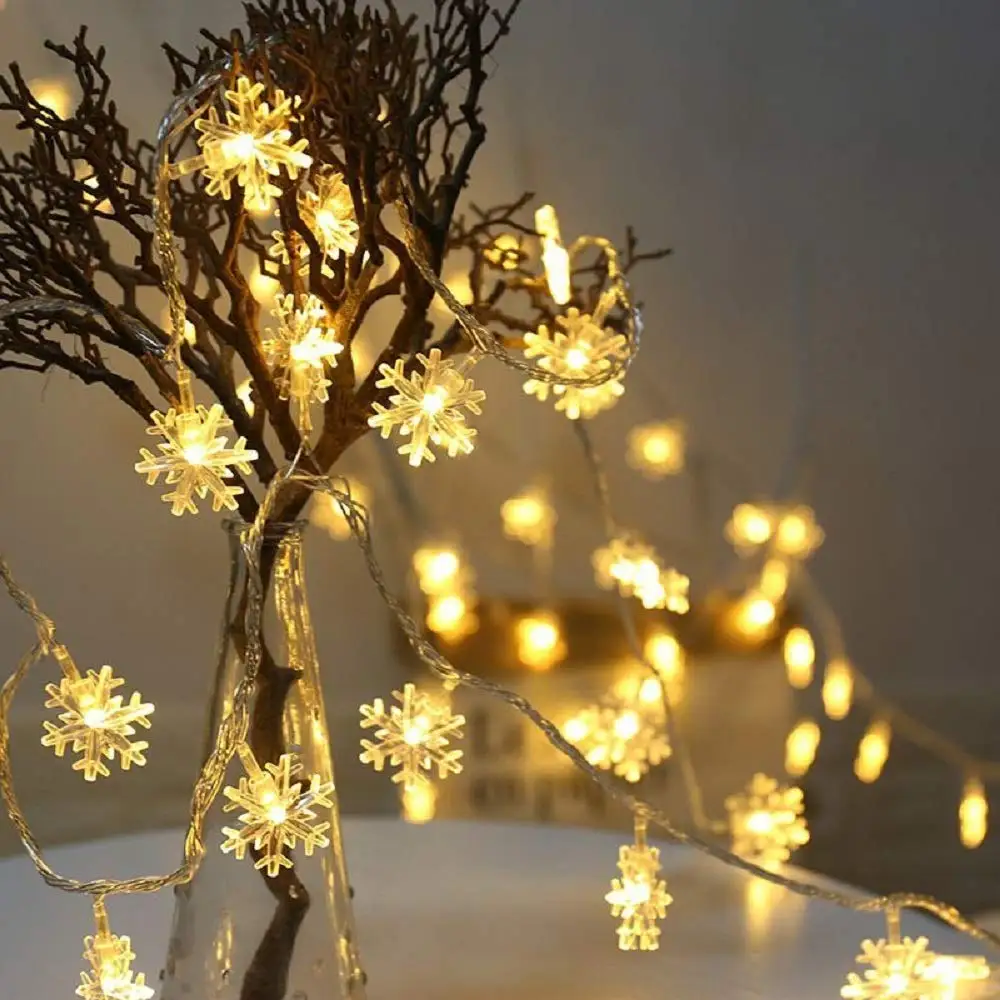 Snowflake String Light para o Natal, Fairy LED Ball Light, Lanternas de Natal, Decoração de festa ao ar livre, 20 LEDs