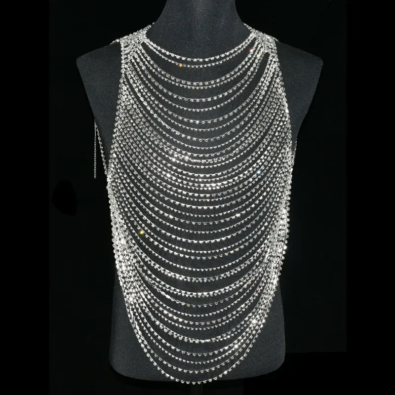 Fashion Luxurious Men Women's Body Chain Underwear With Rhinestone Banquet Stage Performance Party Clothing Jewelry Accessories