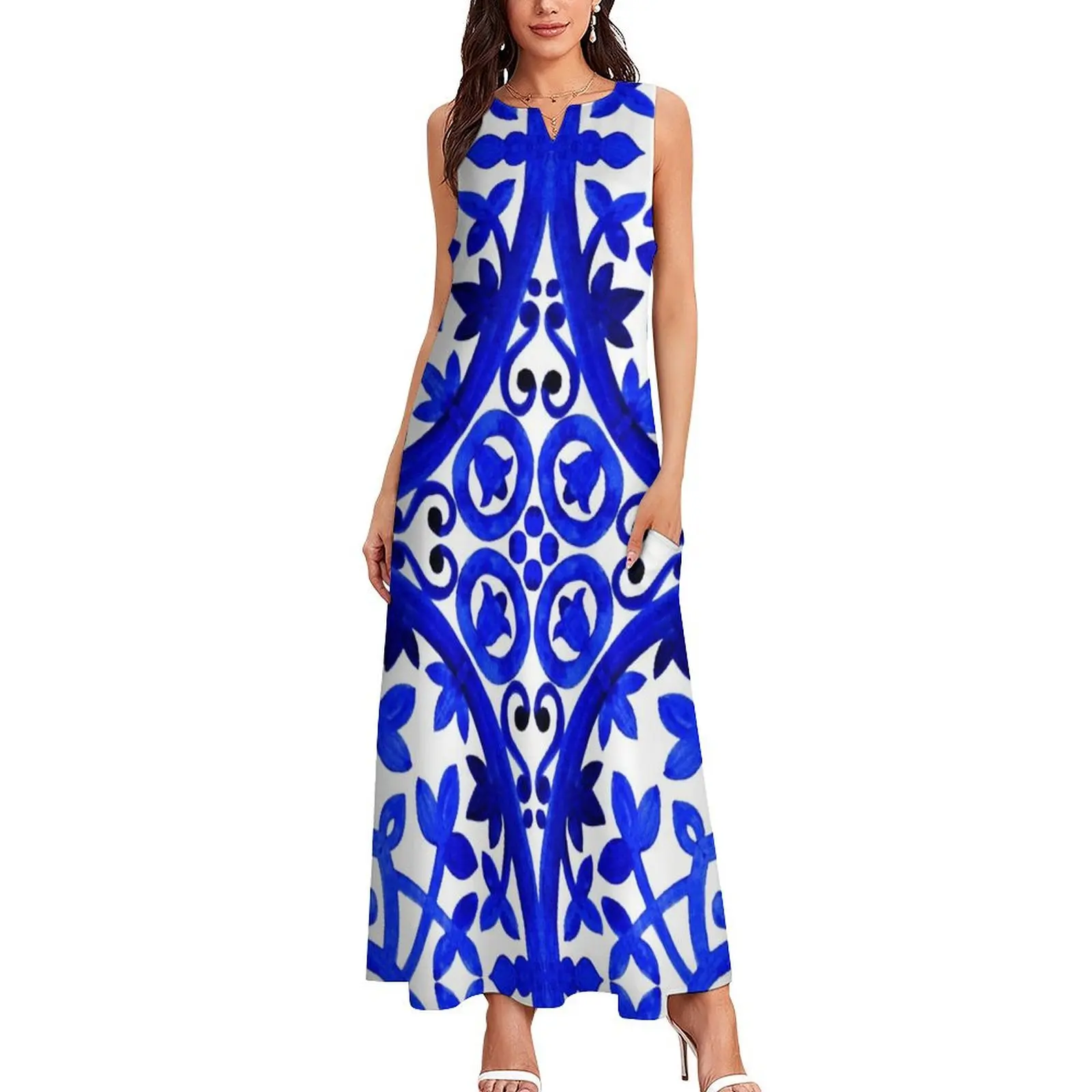 Portuguese azulejo tiles. Long Dress party dresses women evening dresses ladies