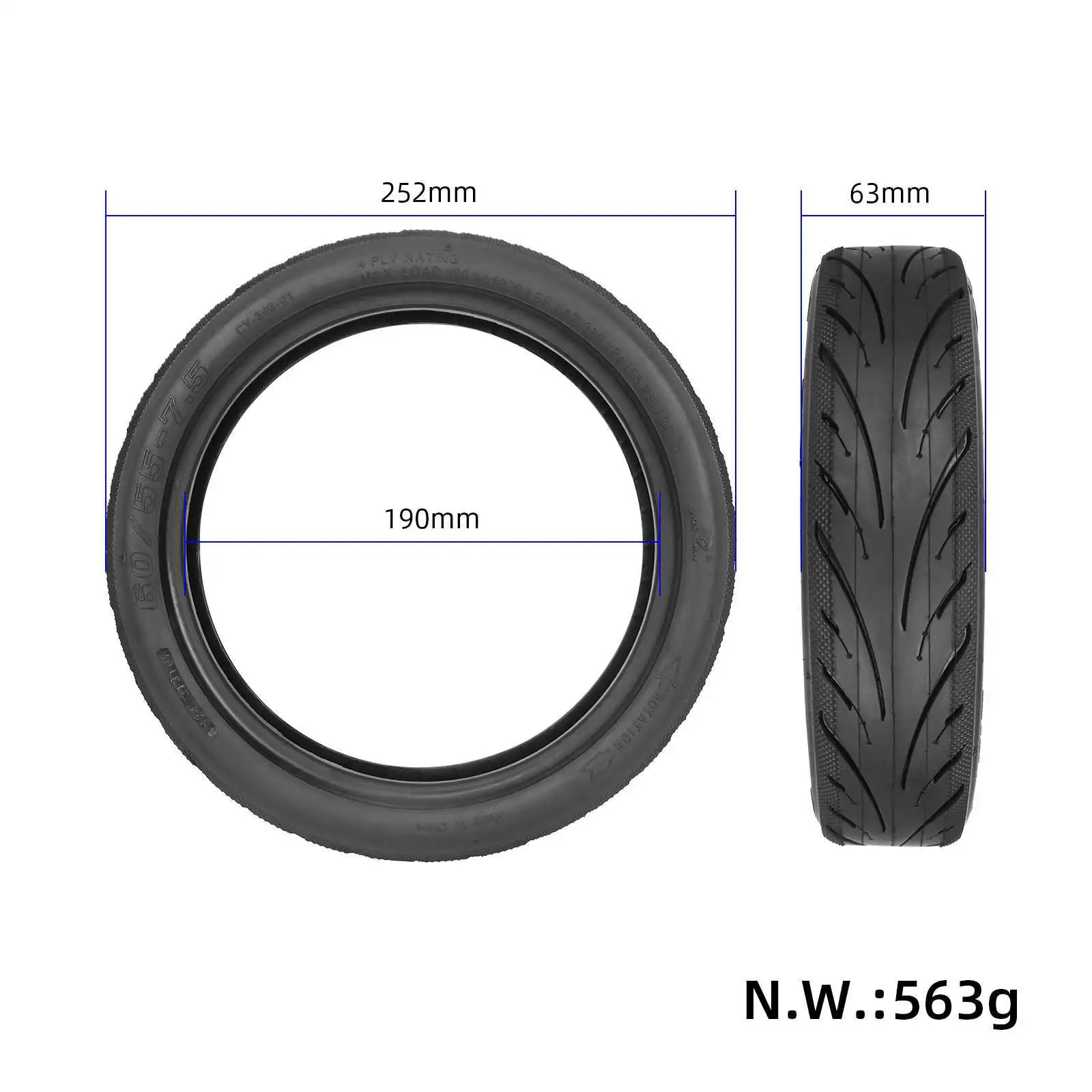 

Electric Scooter 10 Inch Yuanxing 60/55-7.5 Thickened Tire S90L Tubeless Tire Accessories