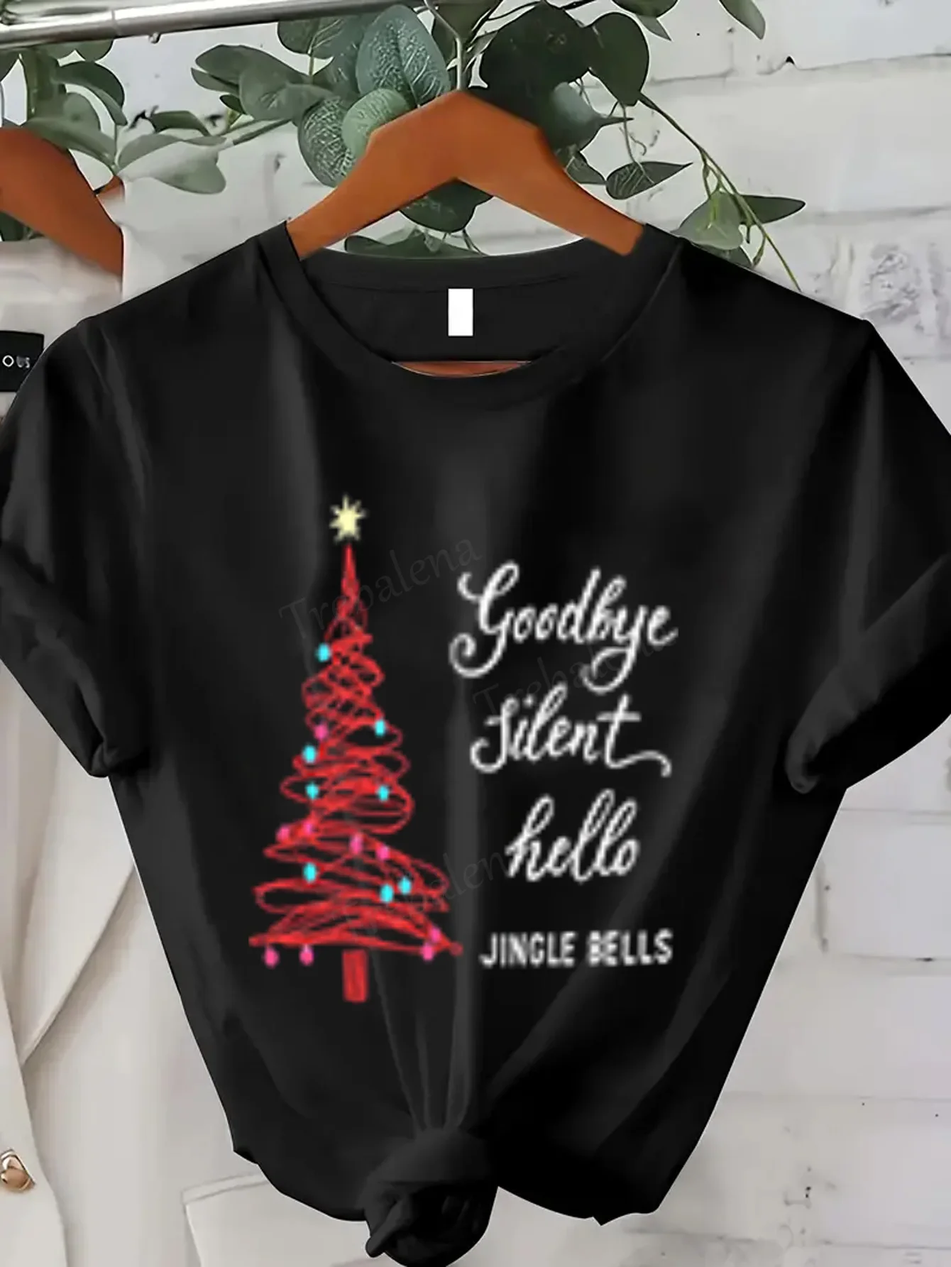 Camiseta de mujer Camiseta de árbol de Navidad "Goodbye Silent, Hello Jingle Bells"