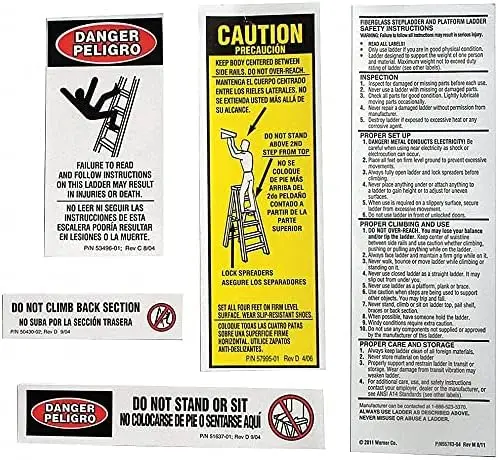 (50 Pack) Werner 300 Lb Fiberglass Step Ladder Replacement Label Kit