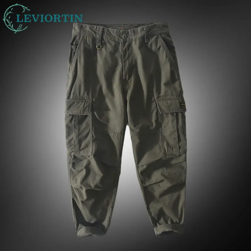Men's Casual Workwear Pants Amekaji Heavy Duty Twill Outdoor Hiking Pants Man Canvas Washed Cotton Multi-Pocket Cargo Trousers