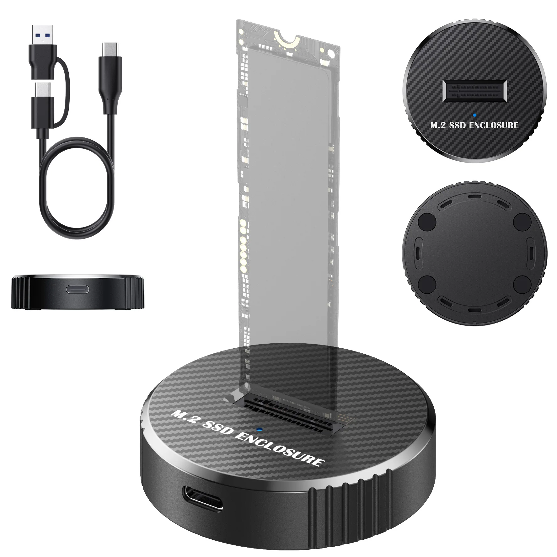 M.2 SSD Enclosure Up To 10Gbps Type-C NVMe SATA Dual/Single Protocol External Hard Drive Case for 2230/2242/2260/2280/22110 SSD