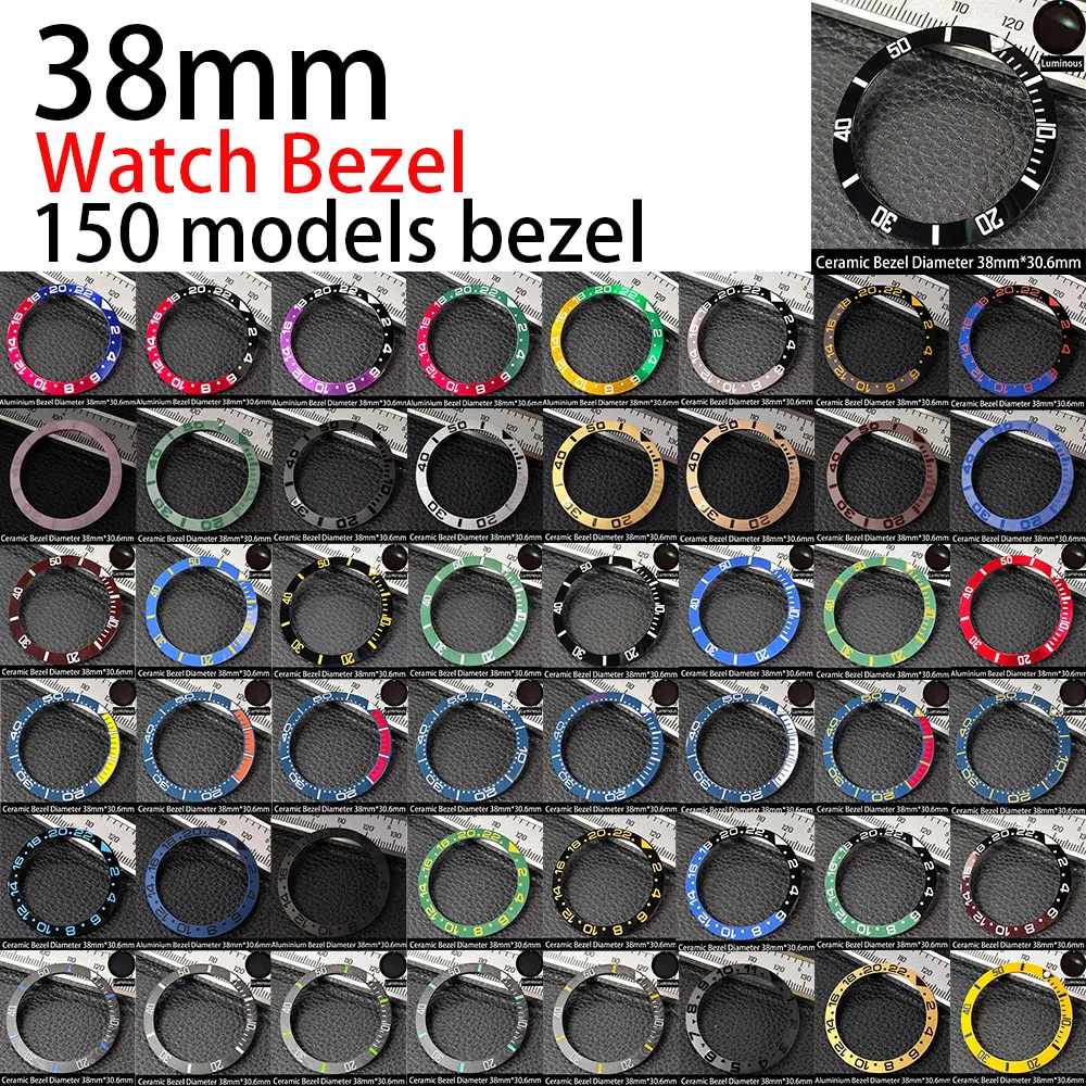 Bisel de cerámica inclinado de 38mm x 30,6mm GMT y inserto de reloj de buceo para reloj de hombre de 40mm, reemplaza los insertos de bisel de reloj con esfera de reloj