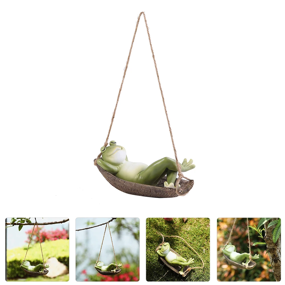 

Swing Shaped Resin Garden Frogs Ornament Portable Hanging Decoration Outdoor Yard Decor Accessory Hanging Ornament