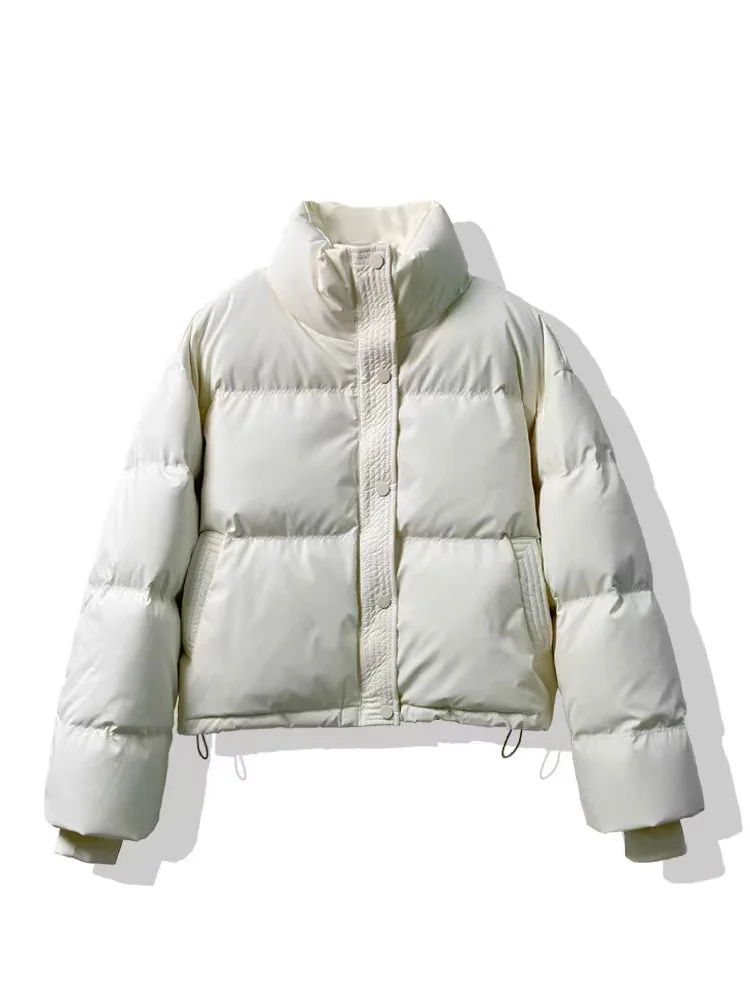 Kurtka damska z bawełny puchowej bez prania, krótka, luźna i gruba kurtka typu chleb, płaszcz bawełniany.