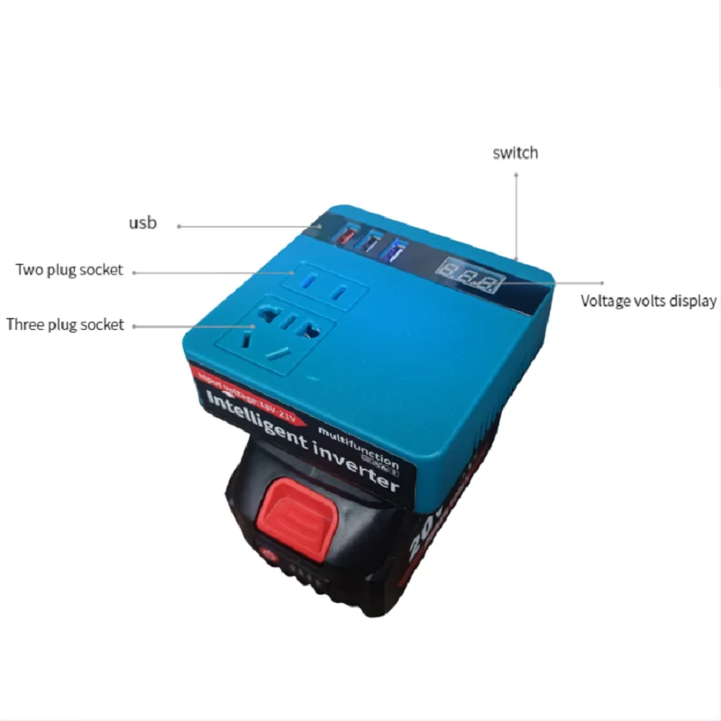 Lithium Battery Inverter Power Bank, AC220V/DC5V/21V Outdoor Household Multifunctional Intelligent Transformer Electric Tool