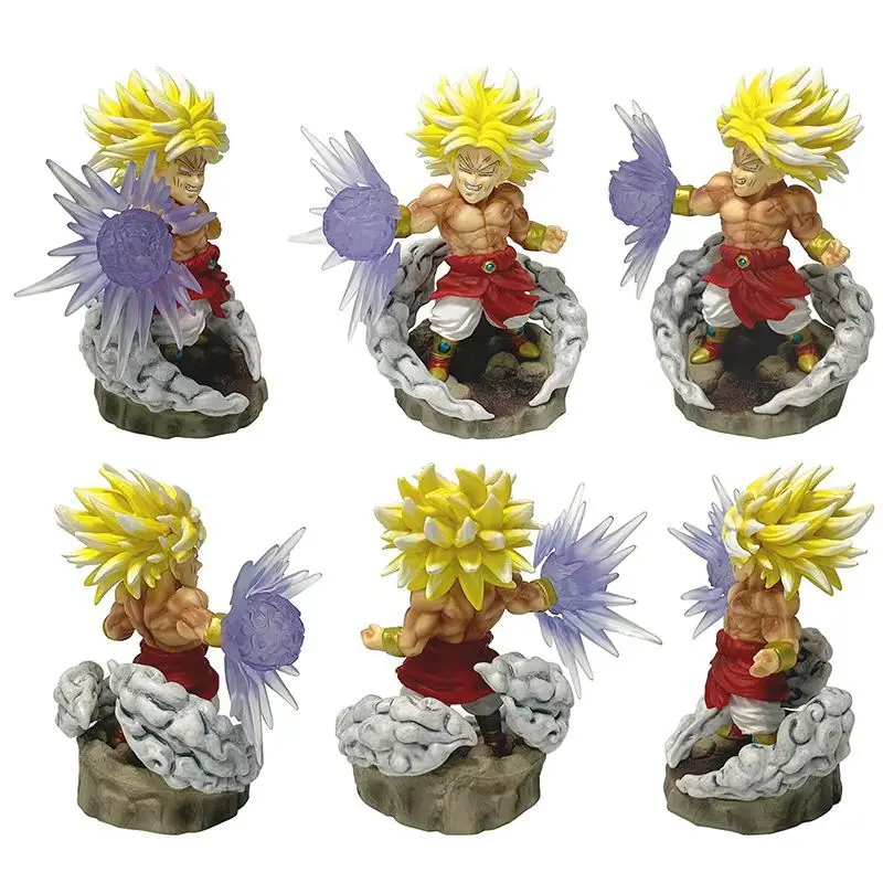 New Anime Dragon Ball Z Scene Cute Edition Vegeta Goku Broli Action Figure Super Saiyan Model Sculpture Ornaments Kids Toy Gift